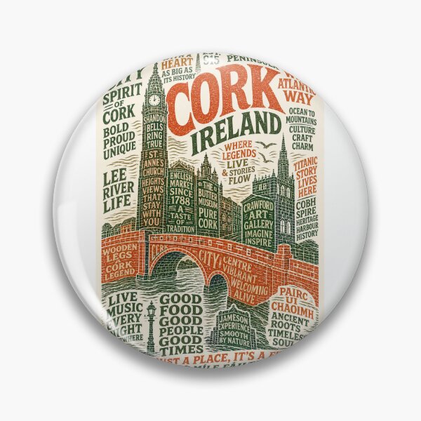 Item preview, Cork Ireland Rebel City Shandon Bells and Wild Atlantic Way Heritage Scene designed and sold by Aryabek.