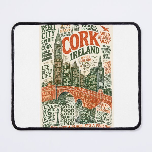Item preview, Cork Ireland Rebel City Shandon Bells and Wild Atlantic Way Heritage Scene designed and sold by Aryabek.