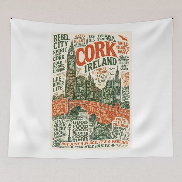 Item preview, Cork Ireland Rebel City Shandon Bells and Wild Atlantic Way Heritage Scene designed and sold by Aryabek.