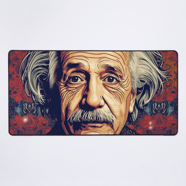 Item preview, Einstein Portrait Illustrated Pop Art with Floral Pattern designed and sold by Owcomm.