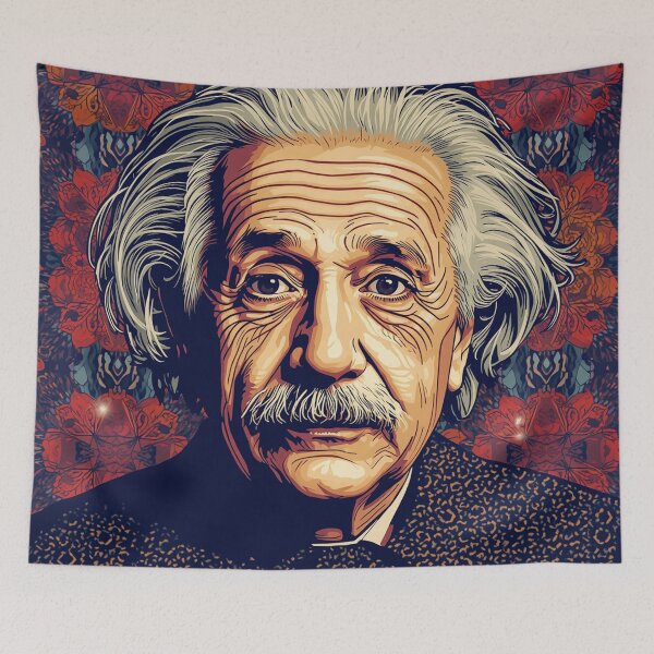 Item preview, Einstein Portrait Illustrated Pop Art with Floral Pattern designed and sold by Owcomm.
