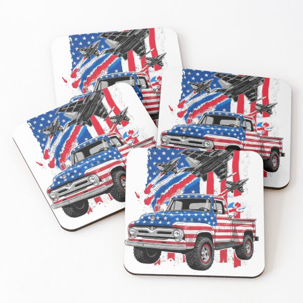 Item preview, 4th of July Patriotic Vintage Pickup Truck with Fighter Jets American Flag designed and sold by Tbenghali.