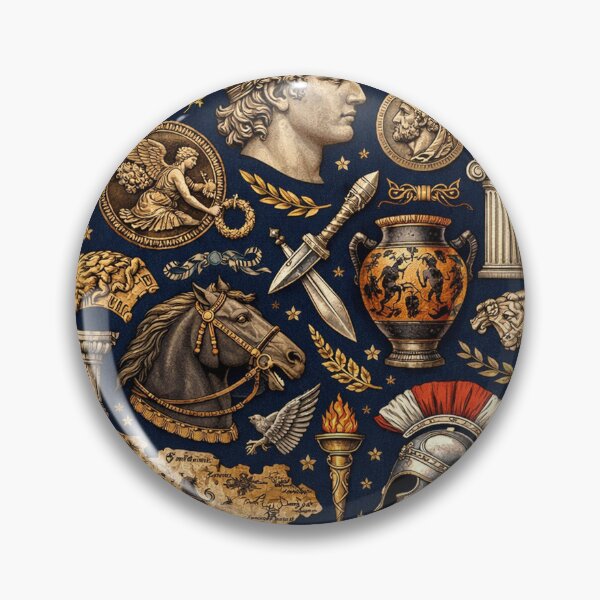 Item preview, Ancient Rome and Greece Seamless Pattern Roman Empire Symbols, Greek Mythology, Warrior Helmet, Classical Antiquity designed and sold by Owcomm.