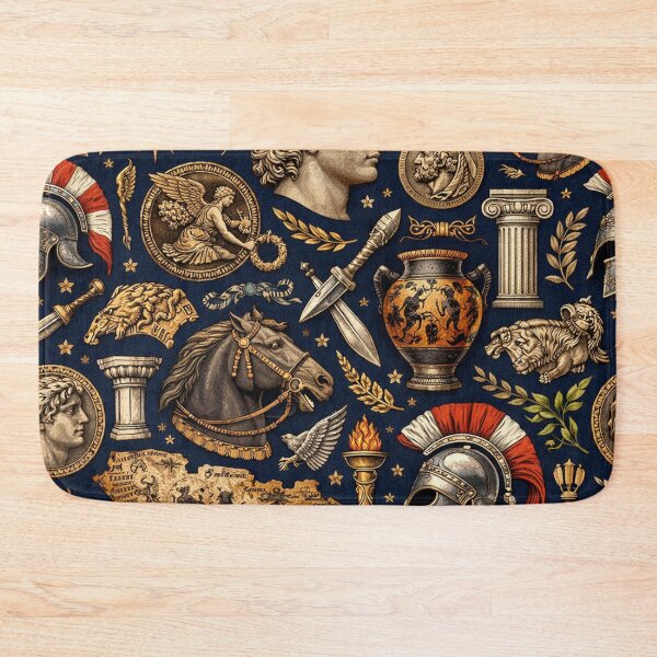Item preview, Ancient Rome and Greece Seamless Pattern Roman Empire Symbols, Greek Mythology, Warrior Helmet, Classical Antiquity designed and sold by Owcomm.