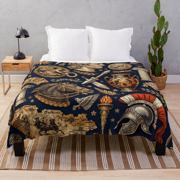Item preview, Ancient Rome and Greece Seamless Pattern Roman Empire Symbols, Greek Mythology, Warrior Helmet, Classical Antiquity designed and sold by Owcomm.