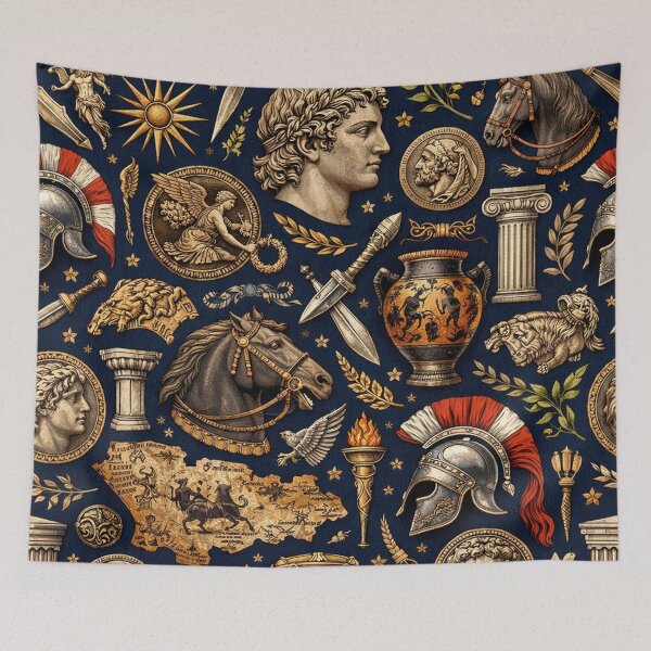 Item preview, Ancient Rome and Greece Seamless Pattern Roman Empire Symbols, Greek Mythology, Warrior Helmet, Classical Antiquity designed and sold by Owcomm.