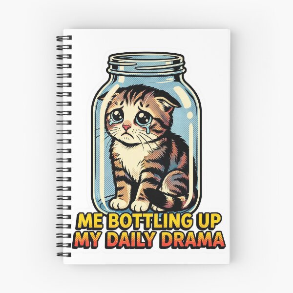 Item preview, Me Bottling Up My Daily Drama - Retro Pop Art Cat Comic designed and sold by PixelsTelas.