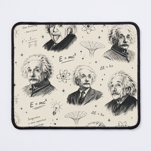 Item preview, Albert Einstein Pattern Physics Formulas & Science Portrait Seamless Print designed and sold by Owcomm.