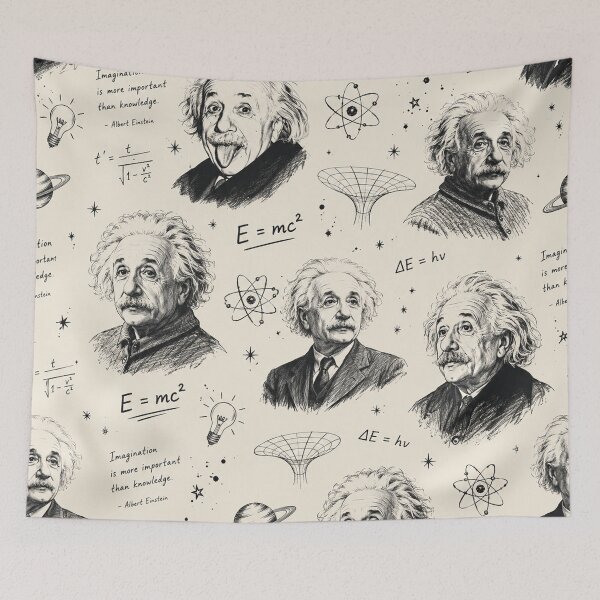 Item preview, Albert Einstein Pattern Physics Formulas & Science Portrait Seamless Print designed and sold by Owcomm.