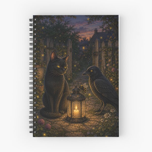 Item preview, Lantern at the Garden Gate Black Cat Art designed and sold by VelvetClawStudio.