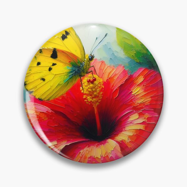 Item preview, Yellow Wings and Hibiscus Fire designed and sold by TinCatOutPost.