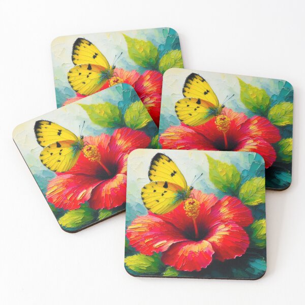 Item preview, Yellow Wings and Hibiscus Fire designed and sold by TinCatOutPost.