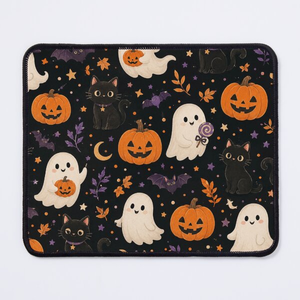 Item preview, Halloween Cute Ghost Watercolor Seamless Pattern Print designed and sold by Inkworksbyshery.