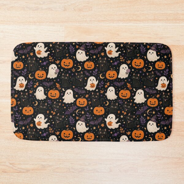 Item preview, Halloween Cute Ghost Watercolor Seamless Pattern Print designed and sold by Inkworksbyshery.