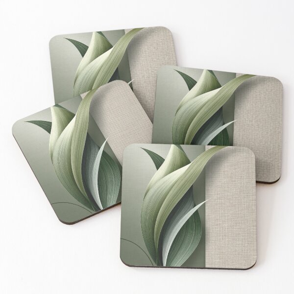 Item preview, Minimalist Sage Green Botanical Leaves Abstract Art Print - Textured Linen Background designed and sold by SlowRegardArt.