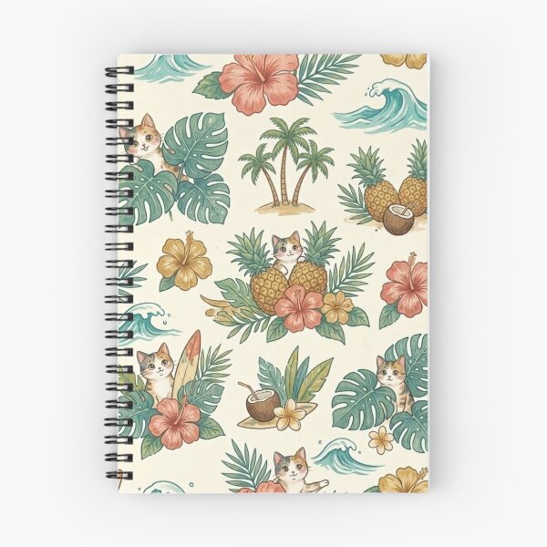 Item preview, Lani the Cat’s Island Vacation | Tropical Floral – Cute Hawaiian Kawaii Calico Cat Design designed and sold by LaniDigitalNook.