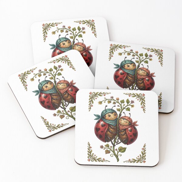 Item preview, Ladybug Couple Hugging On Flower Branch designed and sold by TeeARTHY.