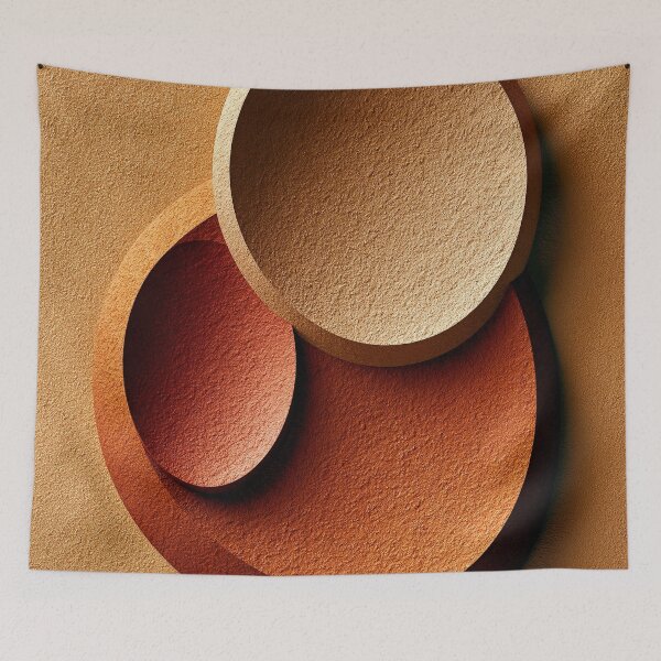 Item preview, Modern Terracotta Abstract Circles Wall Art - Mid Century Minimalist Earth Tones Print designed and sold by SlowRegardArt.