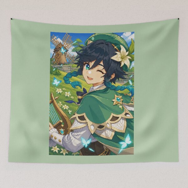 Item preview, venti genshin impact pixel art designed and sold by lilypadblue.