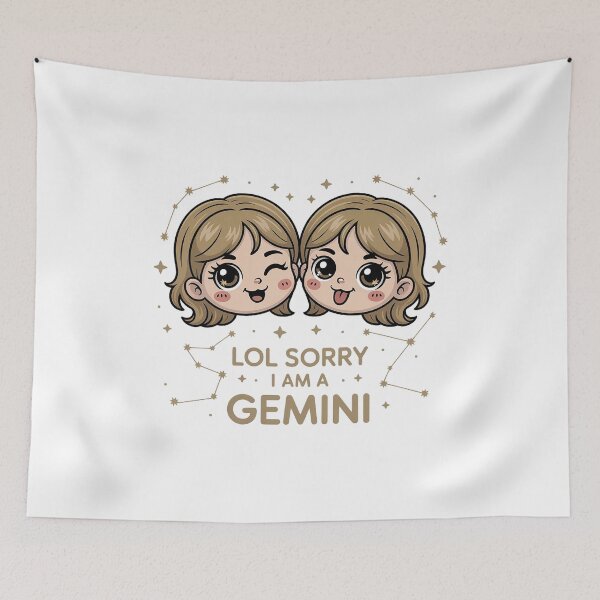 Item preview, LOL Sorry I’m a Gemini Cute Zodiac Twins | Funny Gemini Astrology Meme Design designed and sold by Cool-cat-art.