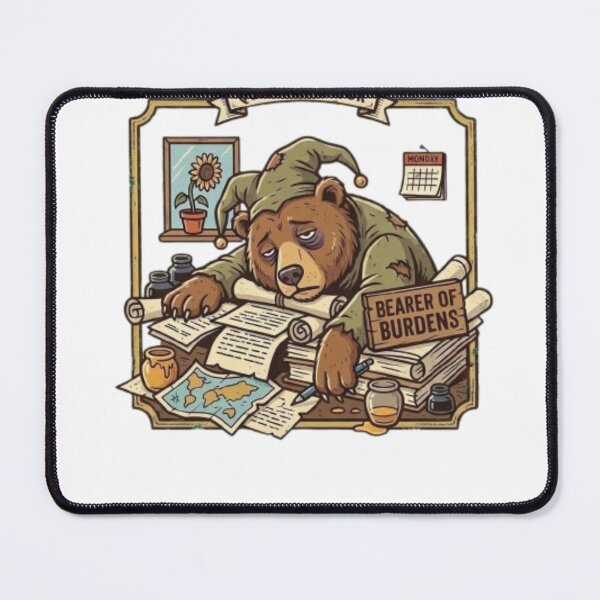 Item preview, Funny Tired Bear Bearer of Burdens Art designed and sold by Northern Glow Art.