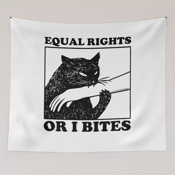 Item preview, Equal Rights or I bites Funny Feminist Human Rights Social Justice Black Cat Anti Trump designed and sold by gunaone-design.