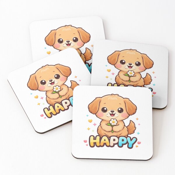 Item preview, Cute Kawaii Puppy Dog Holding Flower Happy designed and sold by Northern Glow Art.