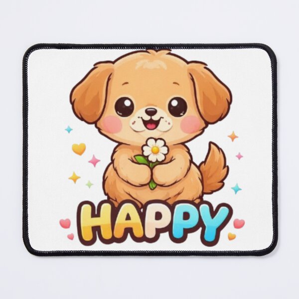 Item preview, Cute Kawaii Puppy Dog Holding Flower Happy designed and sold by Northern Glow Art.