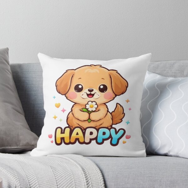 Item preview, Cute Kawaii Puppy Dog Holding Flower Happy designed and sold by Northern Glow Art.