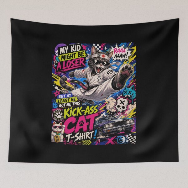 Item preview, My Kid Might Be a Loser But at Least He Got Me This KICK-ASS CAT T-shirt! designed and sold by Birdie and Flynn.