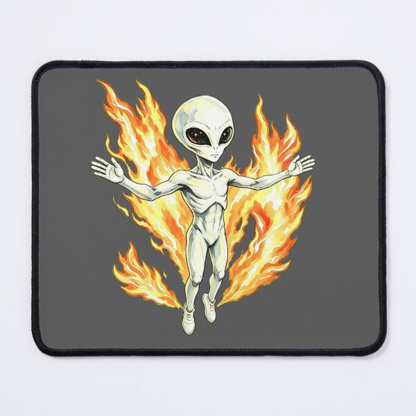 Item preview, Mystic White Alien with Blazing Cosmic Flames designed and sold by TeyArtWork.