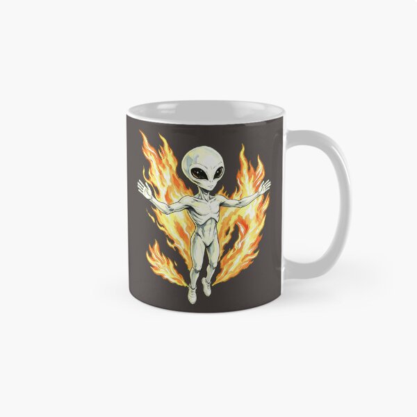 Item preview, Mystic White Alien with Blazing Cosmic Flames designed and sold by TeyArtWork.