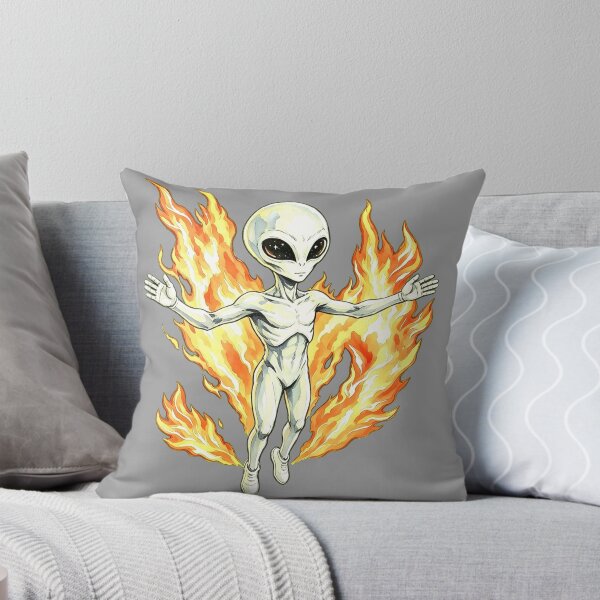 Item preview, Mystic White Alien with Blazing Cosmic Flames designed and sold by TeyArtWork.