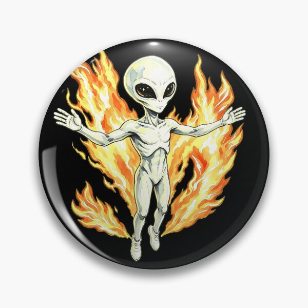 Item preview, Mystic White Alien with Blazing Cosmic Flames designed and sold by TeyArtWork.