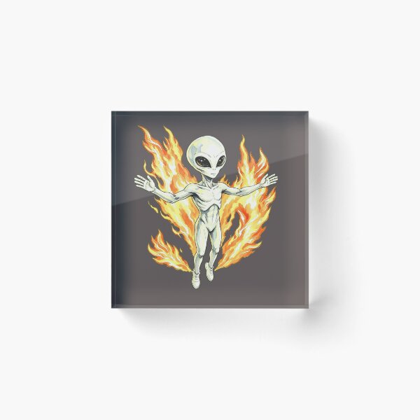 Item preview, Mystic White Alien with Blazing Cosmic Flames designed and sold by TeyArtWork.
