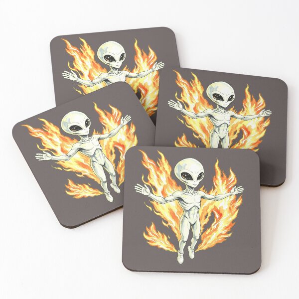 Item preview, Mystic White Alien with Blazing Cosmic Flames designed and sold by TeyArtWork.