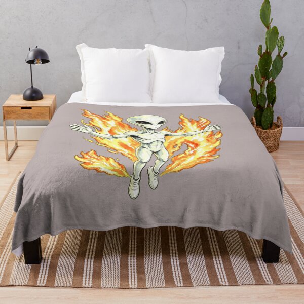 Item preview, Mystic White Alien with Blazing Cosmic Flames designed and sold by TeyArtWork.