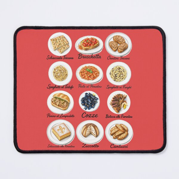 Item preview, Illustrated Tuscan Cuisine – Traditional Italian Dishes – Vintage Food Art Poster (color background) designed and sold by JOANNASKAH.