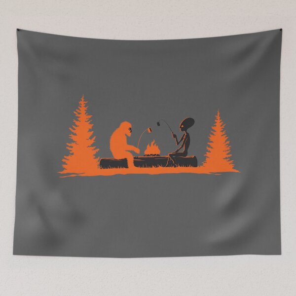 Item preview, Bigfoot and Alien Roasting S'mores Silhouette designed and sold by Cosmic Cactus.