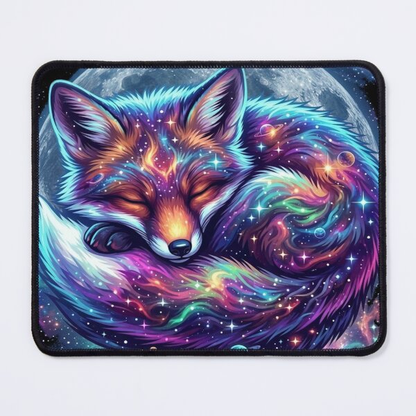 Item preview, Cosmic Fox Full Moon Galaxy Neon Space Art designed and sold by Alma en Cada Detalle.
