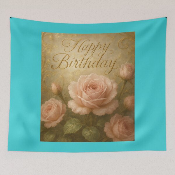 Item preview, Happy Birthday Elegant Gold Pink Roses Art designed and sold by Innova_Creations.