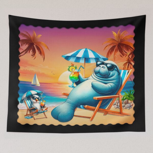 Item preview, Beach Manatee Seagull designed and sold by Karen Wood.