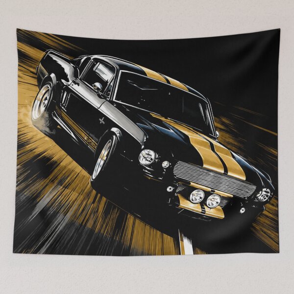 Item preview, Shelby GT350 Fastback – Black and Gold Mustang Racing Art designed and sold by Stinky Lincy's Apparel Company.