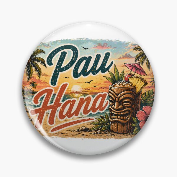 Artikelvorschau, Pau Hana Happy Hour Hawaii Tiki Cocktails Tropical Beach Vibes entworfen und verkauft von BigPalmTree.