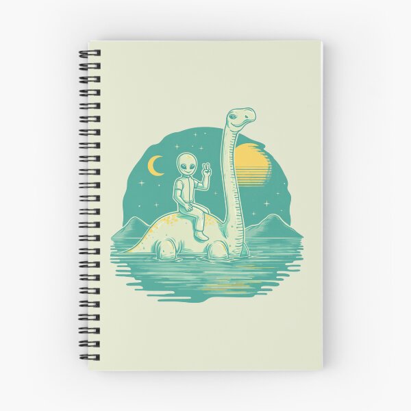Item preview, Retro Alien Riding Loch Ness Monster designed and sold by Cosmic Cactus.