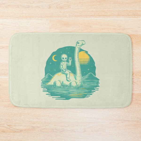 Item preview, Retro Alien Riding Loch Ness Monster designed and sold by Cosmic Cactus.