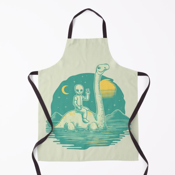 Item preview, Retro Alien Riding Loch Ness Monster designed and sold by Cosmic Cactus.