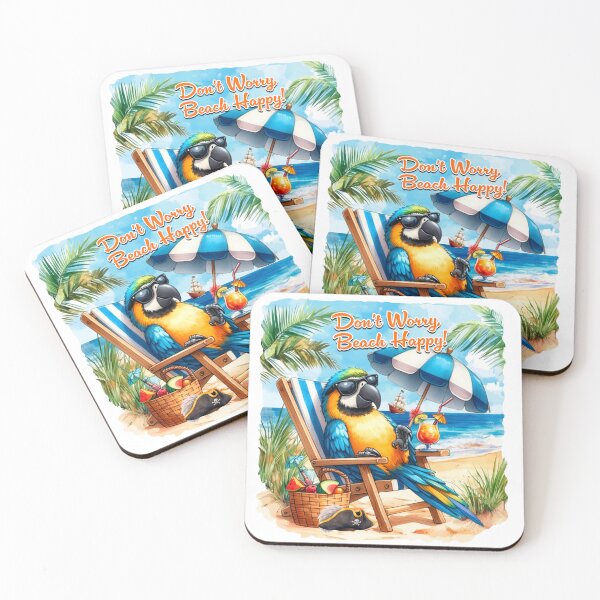 Item preview, Don't Worry Beach Happy! Parrot designed and sold by Karen Wood.