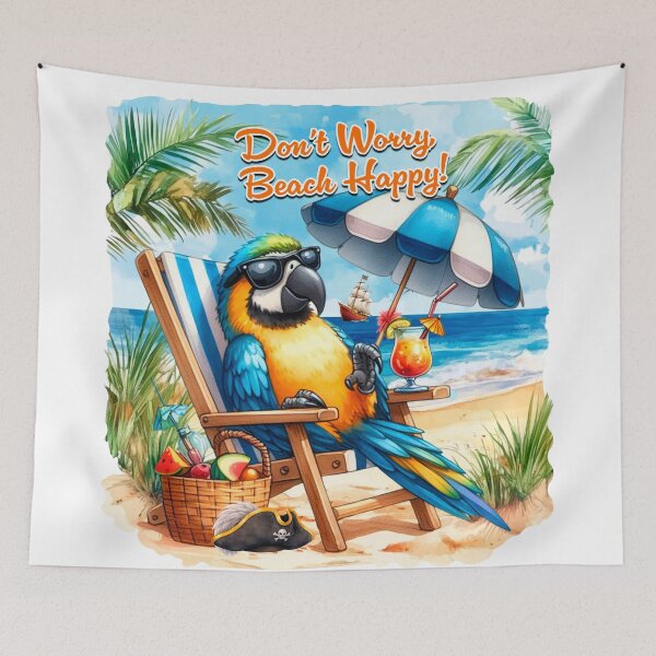 Item preview, Don't Worry Beach Happy! Parrot designed and sold by Karen Wood.