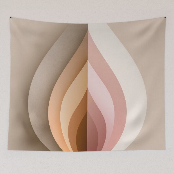 Item preview, Abstract Beige & Blush Leaf Shape | Modern Minimalist Art designed and sold by SlowRegardArt.